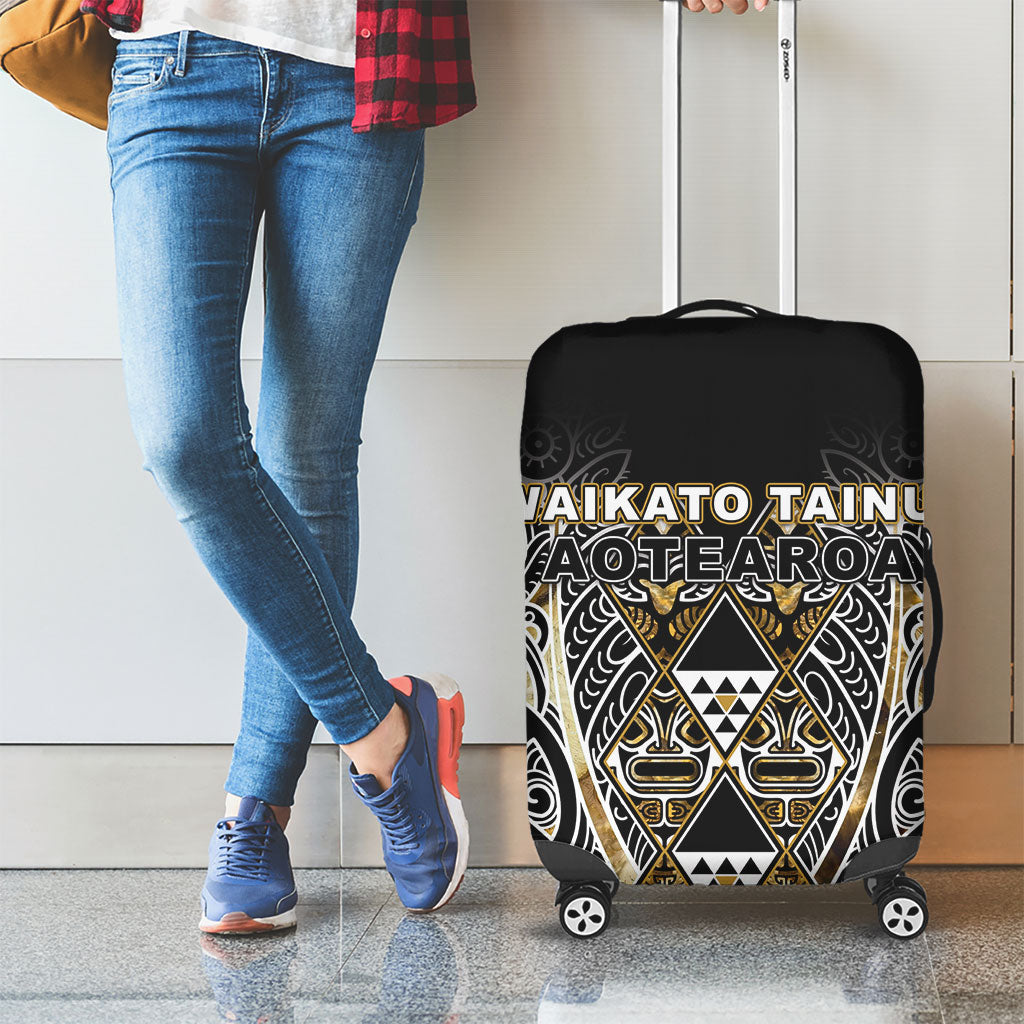 Aotearoa Waikato Tainui Luggage Cover Maori Light Gold Tribal Paua Shell Pattern DT05 - Polynesian Pride