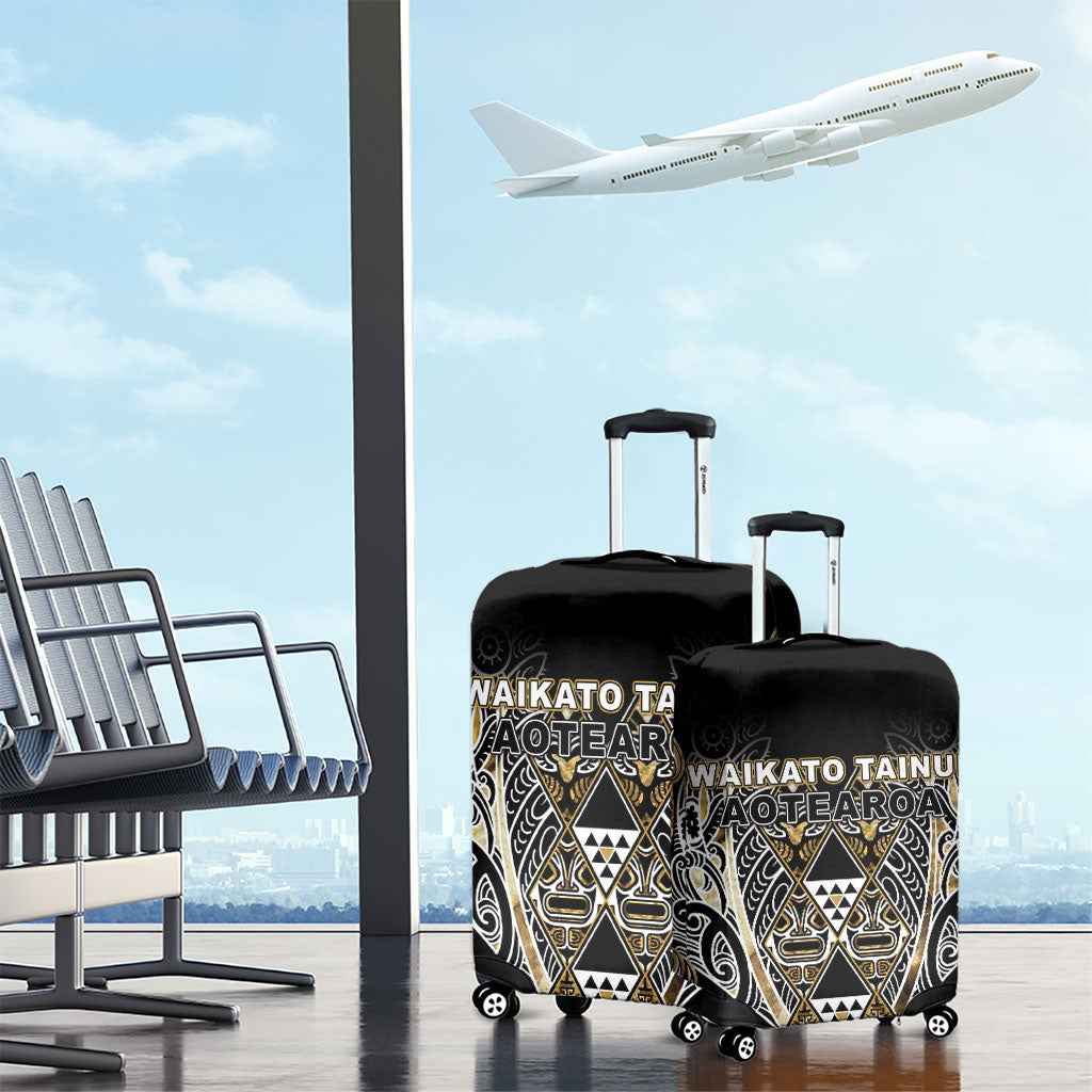 Aotearoa Waikato Tainui Luggage Cover Maori Light Gold Tribal Paua Shell Pattern DT05 - Polynesian Pride