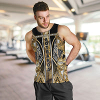 Aotearoa Waikato Tainui Men Tank Top Maori Light Gold Tribal Paua Shell Pattern DT05 Yellow - Polynesian Pride