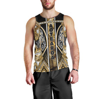 Aotearoa Waikato Tainui Men Tank Top Maori Light Gold Tribal Paua Shell Pattern DT05 - Polynesian Pride