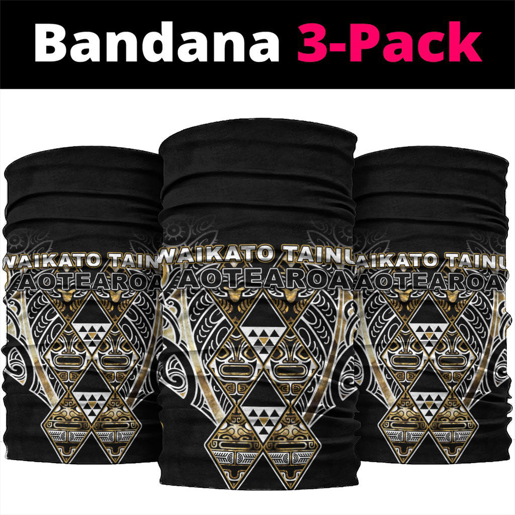 Aotearoa Waikato Tainui Neck Gaiter Maori Light Gold Tribal Paua Shell Pattern DT05 package One Size: 25*50cm Yellow - Polynesian Pride