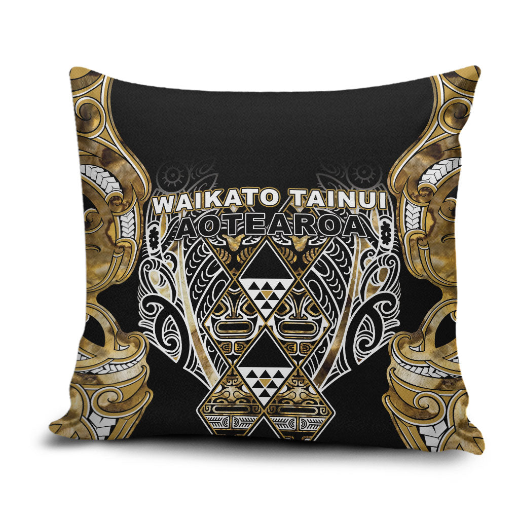 Aotearoa Waikato Tainui Pillow Cover Maori Light Gold Tribal Paua Shell Pattern DT05 Yellow - Polynesian Pride