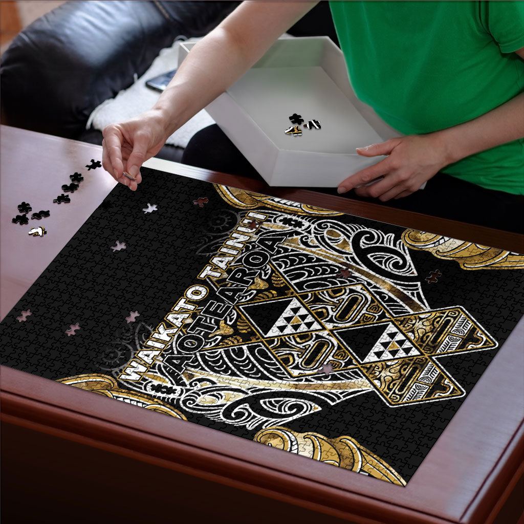 Aotearoa Waikato Tainui Puzzle Maori Light Gold Tribal Paua Shell Pattern DT05 - Polynesian Pride