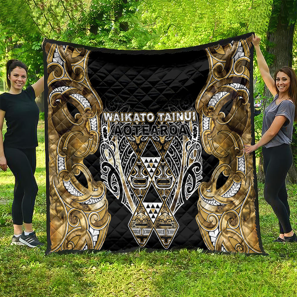 Aotearoa Waikato Tainui Quilt Maori Light Gold Tribal Paua Shell Pattern DT05 - Polynesian Pride