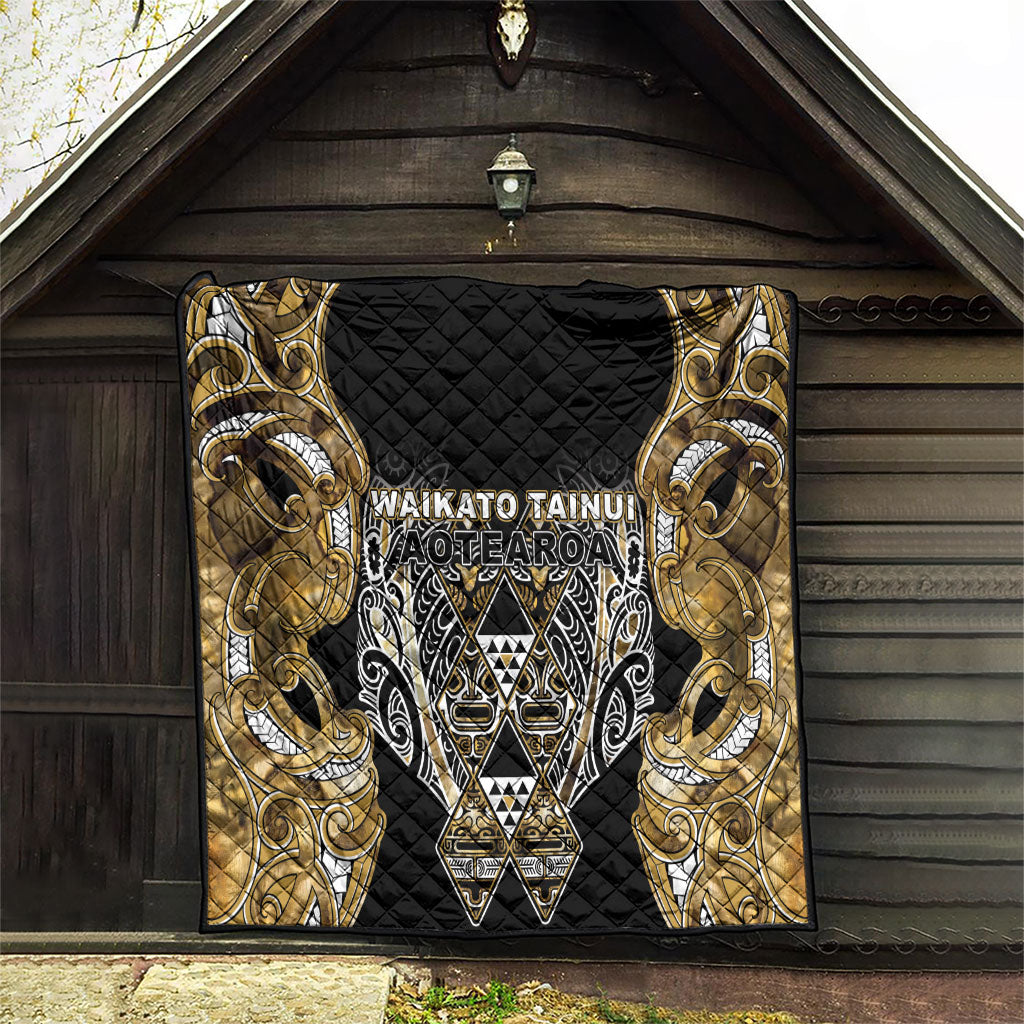 Aotearoa Waikato Tainui Quilt Maori Light Gold Tribal Paua Shell Pattern DT05 - Polynesian Pride