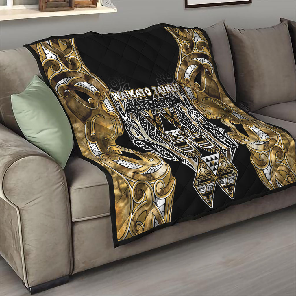 Aotearoa Waikato Tainui Quilt Maori Light Gold Tribal Paua Shell Pattern DT05 - Polynesian Pride