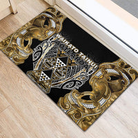 Aotearoa Waikato Tainui Rubber Doormat Maori Light Gold Tribal Paua Shell Pattern DT05 - Polynesian Pride