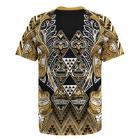 Aotearoa Waikato Tainui Rugby Jersey Maori Light Gold Tribal Paua Shell Pattern DT05 - Polynesian Pride