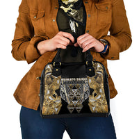 Aotearoa Waikato Tainui Shoulder Handbag Maori Light Gold Tribal Paua Shell Pattern DT05 - Polynesian Pride