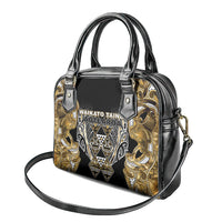 Aotearoa Waikato Tainui Shoulder Handbag Maori Light Gold Tribal Paua Shell Pattern DT05 - Polynesian Pride