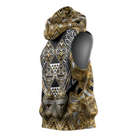 Aotearoa Waikato Tainui Sleeveless Hoodie Maori Light Gold Tribal Paua Shell Pattern DT05 - Polynesian Pride