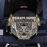 Aotearoa Waikato Tainui Spare Tire Cover Maori Light Gold Tribal Paua Shell Pattern DT05 No hole Yellow - Polynesian Pride