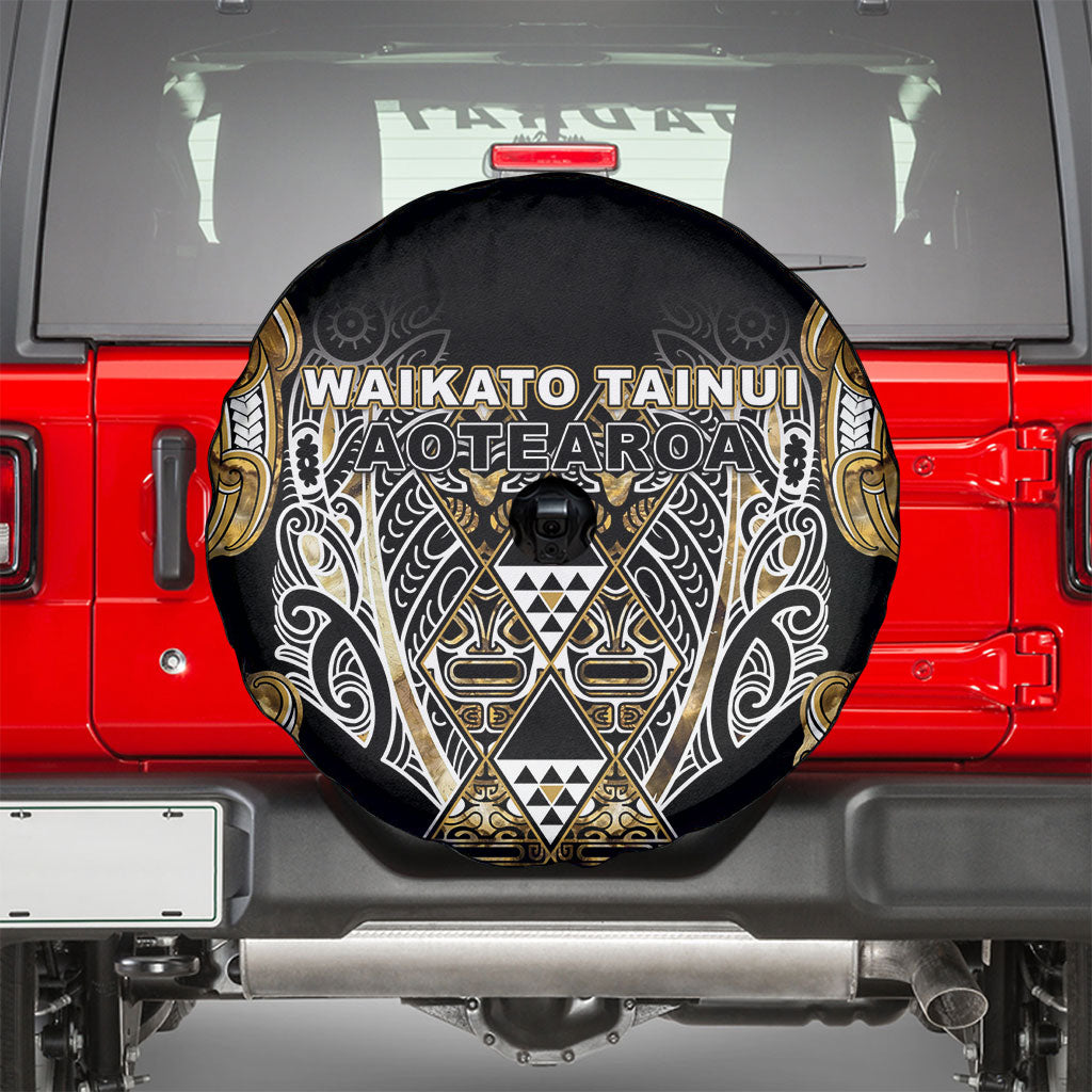 Aotearoa Waikato Tainui Spare Tire Cover Maori Light Gold Tribal Paua Shell Pattern DT05 - Polynesian Pride