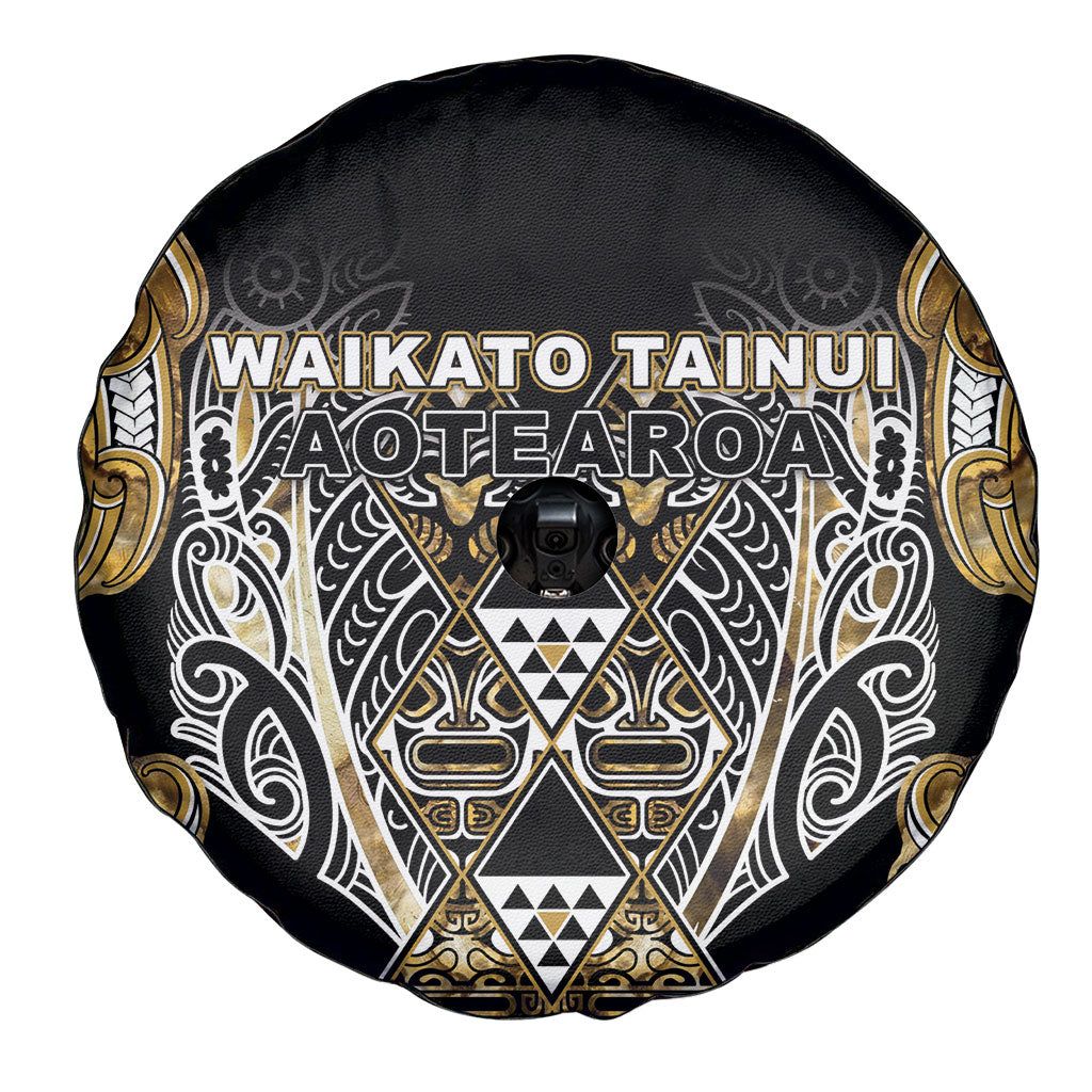 Aotearoa Waikato Tainui Spare Tire Cover Maori Light Gold Tribal Paua Shell Pattern DT05 - Polynesian Pride