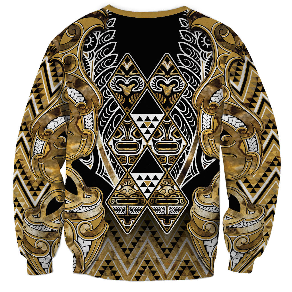 Aotearoa Waikato Tainui Sweatshirt Maori Light Gold Tribal Paua Shell Pattern DT05 - Polynesian Pride