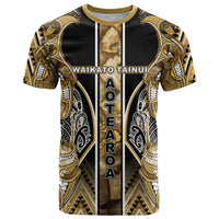 Aotearoa Waikato Tainui T Shirt Maori Light Gold Tribal Paua Shell Pattern DT05 Yellow - Polynesian Pride