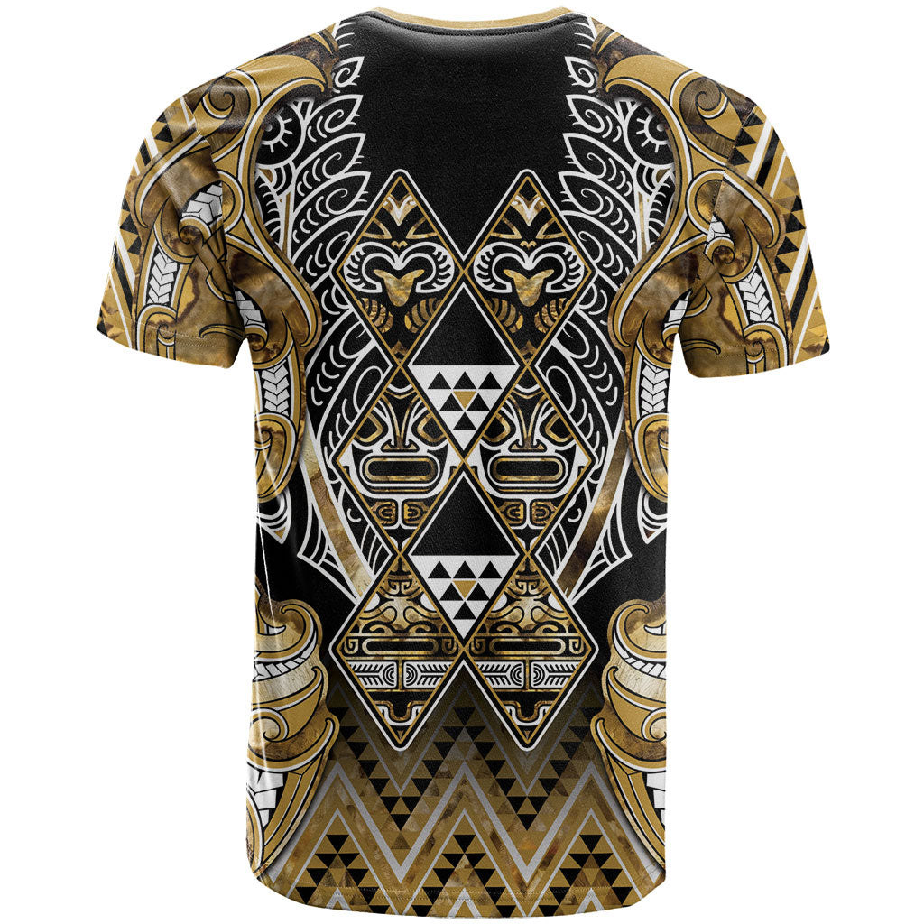 Aotearoa Waikato Tainui T Shirt Maori Light Gold Tribal Paua Shell Pattern DT05 - Polynesian Pride