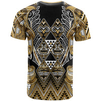 Aotearoa Waikato Tainui T Shirt Maori Light Gold Tribal Paua Shell Pattern DT05 - Polynesian Pride