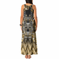 Aotearoa Waikato Tainui Tank Maxi Dress Maori Light Gold Tribal Paua Shell Pattern DT05 - Polynesian Pride