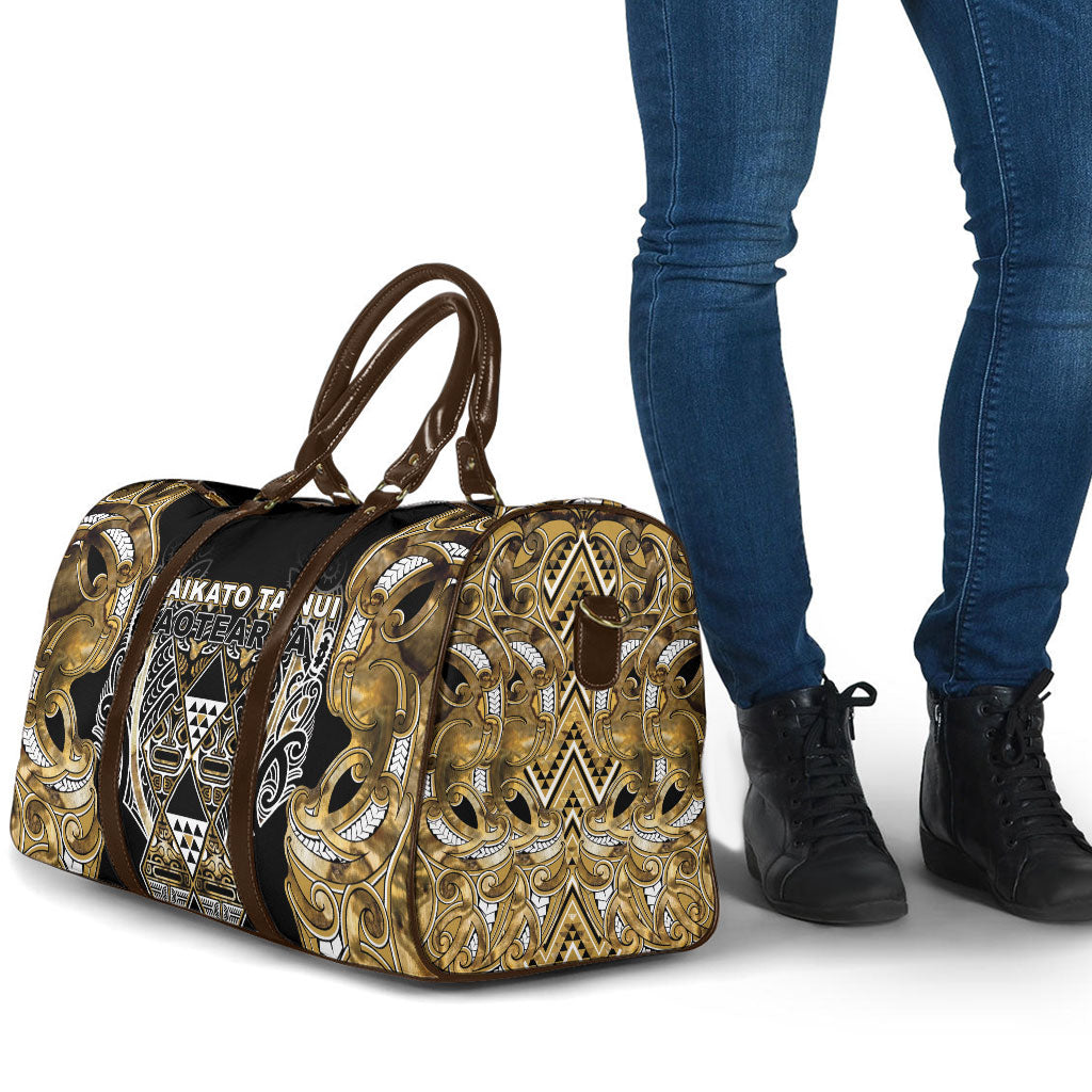 Aotearoa Waikato Tainui Travel Bag Maori Light Gold Tribal Paua Shell Pattern DT05 - Polynesian Pride