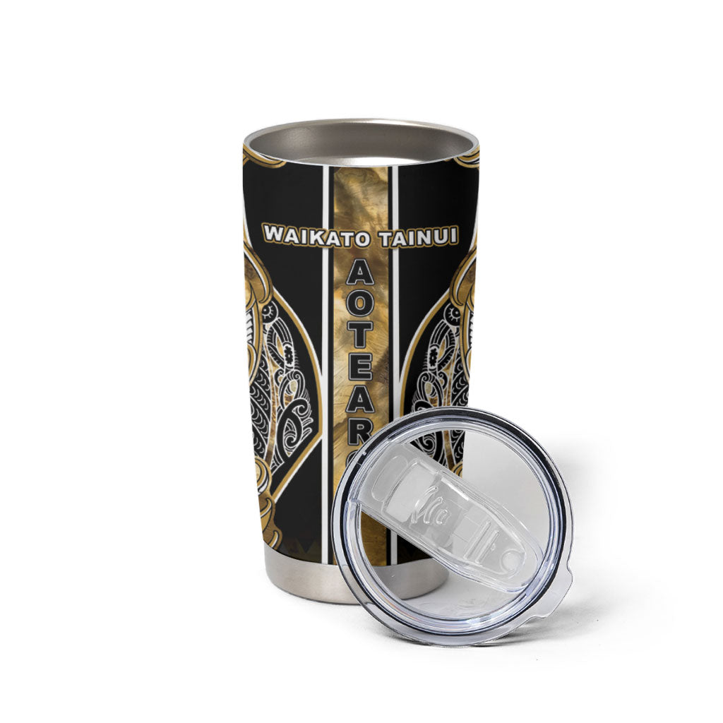 Aotearoa Waikato Tainui Tumbler Cup Maori Light Gold Tribal Paua Shell Pattern DT05 - Polynesian Pride