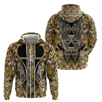 Aotearoa Waikato Tainui Zip Hoodie Maori Light Gold Tribal Paua Shell Pattern DT05 - Polynesian Pride