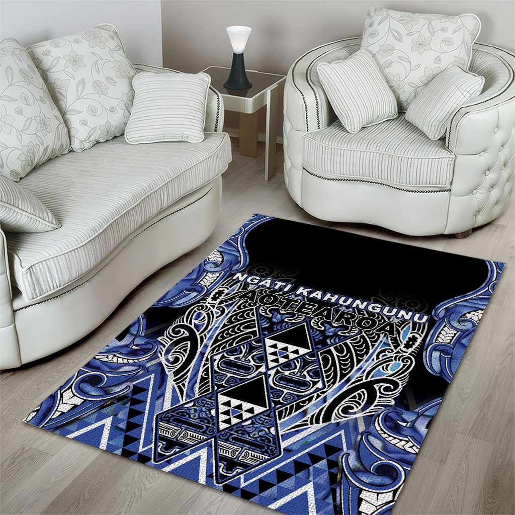 Aotearoa Ngati Kahungunu Area Rug Maori Tribal Blue Paua Shell Pattern DT05 - Polynesian Pride