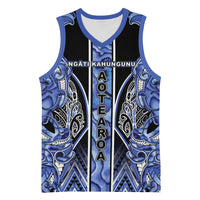 Aotearoa Ngati Kahungunu Basketball Jersey Maori Tribal Blue Paua Shell Pattern DT05 Unisex Blue - Polynesian Pride