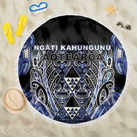Aotearoa Ngati Kahungunu Beach Blanket Maori Tribal Blue Paua Shell Pattern DT05 One Size 150cm Blue - Polynesian Pride
