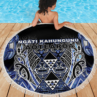 Aotearoa Ngati Kahungunu Beach Blanket Maori Tribal Blue Paua Shell Pattern DT05 - Polynesian Pride