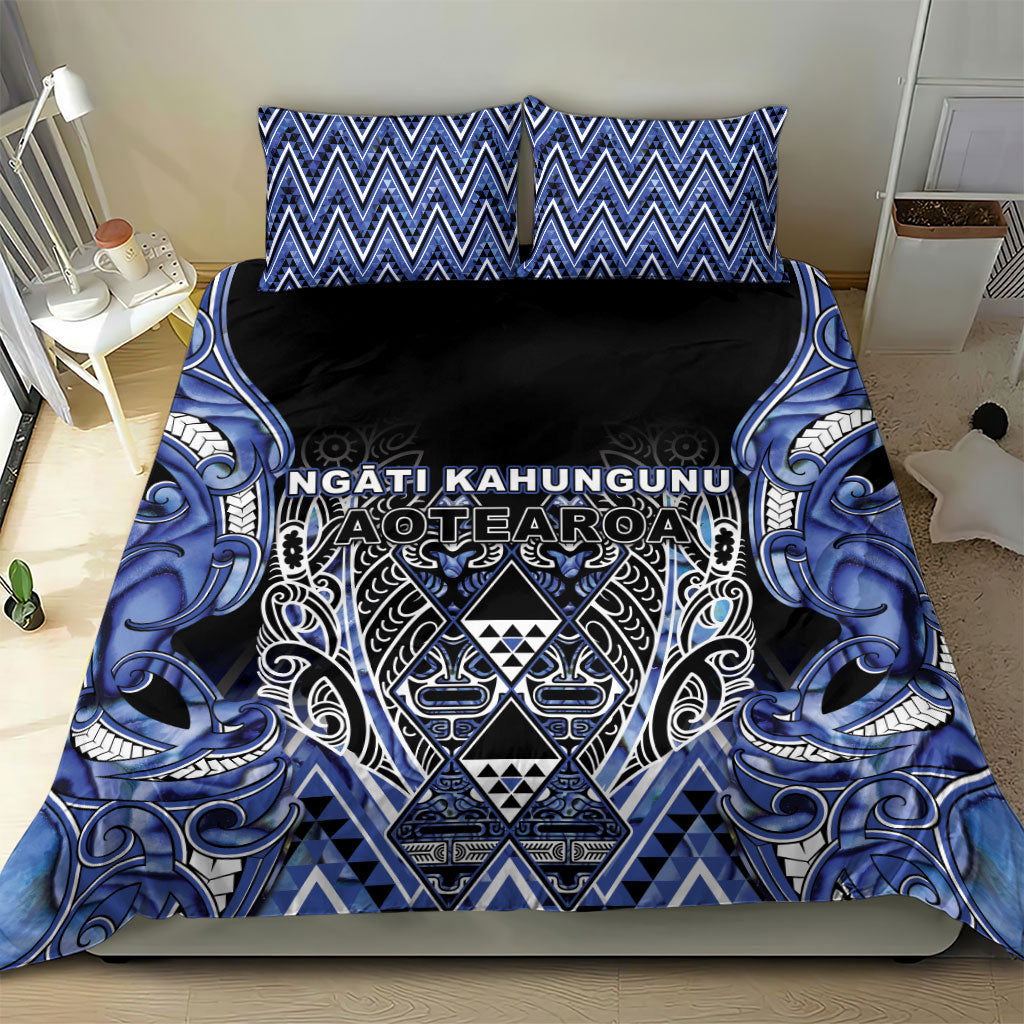 Aotearoa Ngati Kahungunu Bedding Set Maori Tribal Blue Paua Shell Pattern DT05 - Polynesian Pride
