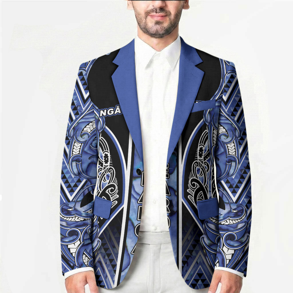 Aotearoa Ngati Kahungunu Blazer Maori Tribal Blue Paua Shell Pattern DT05 - Polynesian Pride