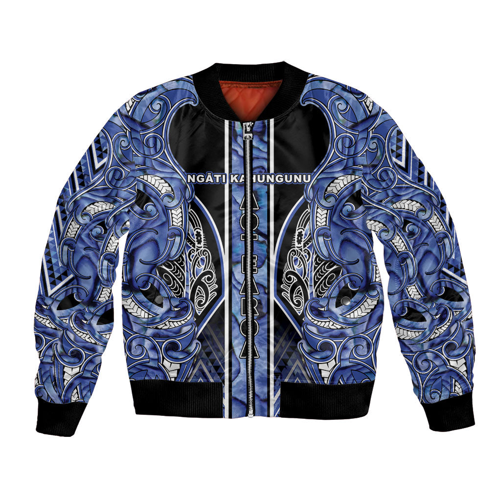 Aotearoa Ngati Kahungunu Bomber Jacket Maori Tribal Blue Paua Shell Pattern DT05 Unisex Blue - Polynesian Pride