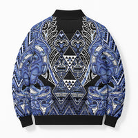 Aotearoa Ngati Kahungunu Bomber Puffer Jacket Maori Tribal Blue Paua Shell Pattern DT05 - Polynesian Pride