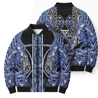 Aotearoa Ngati Kahungunu Bomber Puffer Jacket Maori Tribal Blue Paua Shell Pattern DT05 - Polynesian Pride