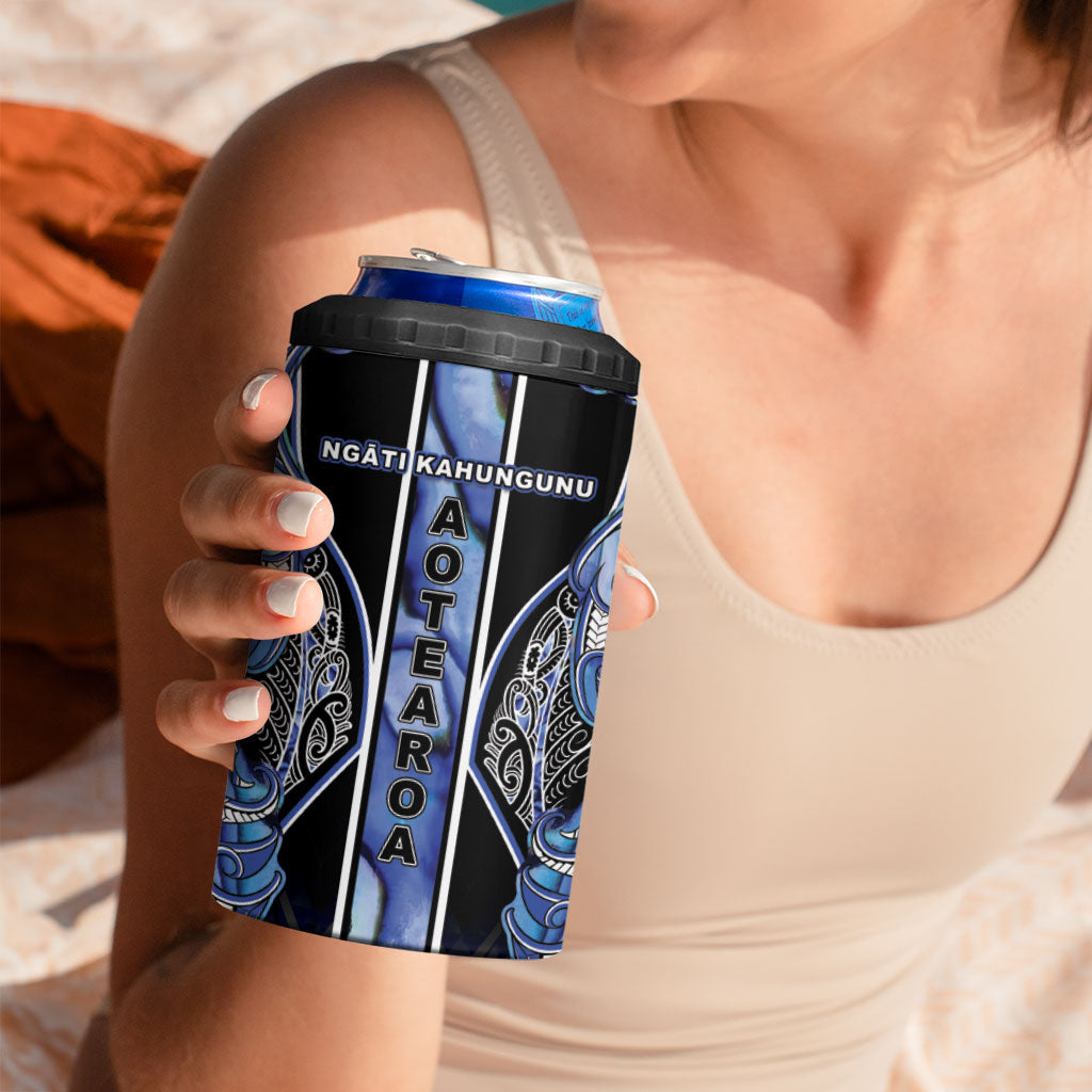 Aotearoa Ngati Kahungunu 4 in 1 Can Cooler Tumbler Maori Tribal Blue Paua Shell Pattern DT05 - Polynesian Pride