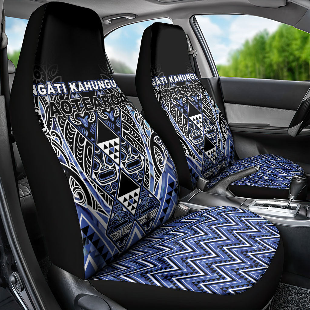 Aotearoa Ngati Kahungunu Car Seat Cover Maori Tribal Blue Paua Shell Pattern DT05 - Polynesian Pride