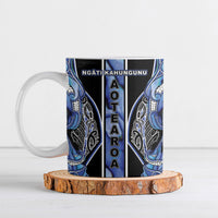 Aotearoa Ngati Kahungunu Ceramic Mug Maori Tribal Blue Paua Shell Pattern DT05 Blue - Polynesian Pride