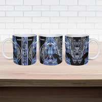 Aotearoa Ngati Kahungunu Ceramic Mug Maori Tribal Blue Paua Shell Pattern DT05 - Polynesian Pride