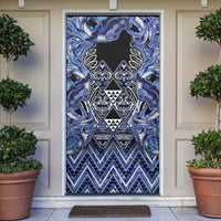 Aotearoa Ngati Kahungunu Door Cover Maori Tribal Blue Paua Shell Pattern DT05 Blue - Polynesian Pride
