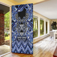 Aotearoa Ngati Kahungunu Door Cover Maori Tribal Blue Paua Shell Pattern DT05 - Polynesian Pride