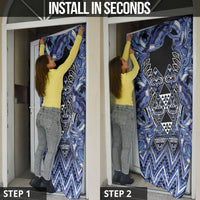 Aotearoa Ngati Kahungunu Door Cover Maori Tribal Blue Paua Shell Pattern DT05 - Polynesian Pride