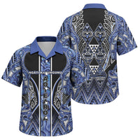 Aotearoa Ngati Kahungunu Family Matching Off Shoulder Maxi Dress and Hawaiian Shirt Maori Tribal Blue Paua Shell Pattern DT05 Son's Shirt Blue - Polynesian Pride