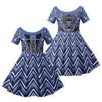 Aotearoa Ngati Kahungunu Family Matching Tank Maxi Dress and Hawaiian Shirt Maori Tribal Blue Paua Shell Pattern DT05 Daughter's Dress Blue - Polynesian Pride