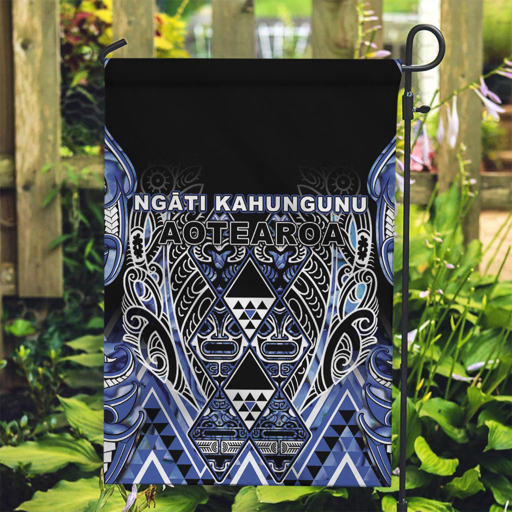 Aotearoa Ngati Kahungunu Garden Flag Maori Tribal Blue Paua Shell Pattern DT05 Garden Flag Blue - Polynesian Pride