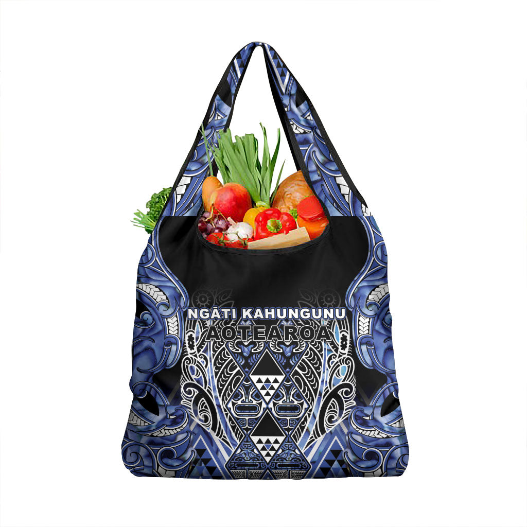 Aotearoa Ngati Kahungunu Grocery Bag Maori Tribal Blue Paua Shell Pattern DT05 1-pack One Size Blue - Polynesian Pride