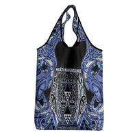 Aotearoa Ngati Kahungunu Grocery Bag Maori Tribal Blue Paua Shell Pattern DT05 - Polynesian Pride