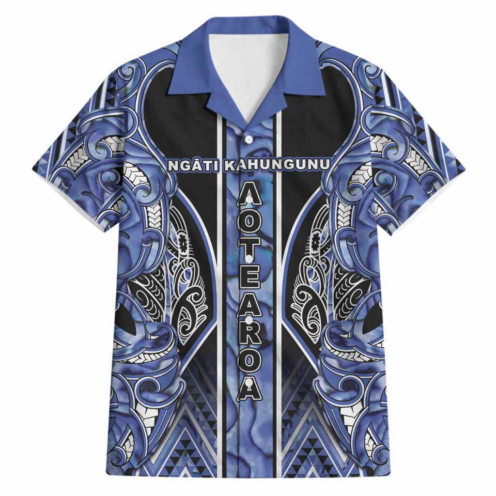 Aotearoa Ngati Kahungunu Hawaiian Shirt Maori Tribal Blue Paua Shell Pattern DT05 Blue - Polynesian Pride
