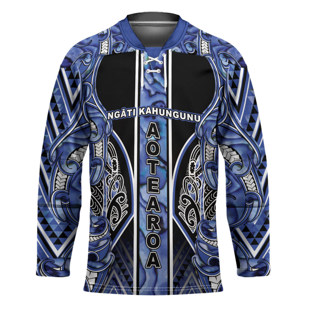 Aotearoa Ngati Kahungunu Hockey Jersey Maori Tribal Blue Paua Shell Pattern DT05 Unisex Blue - Polynesian Pride