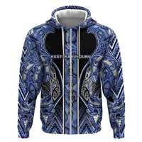 Aotearoa Ngati Kahungunu Hoodie Maori Tribal Blue Paua Shell Pattern DT05 Zip Hoodie Blue - Polynesian Pride